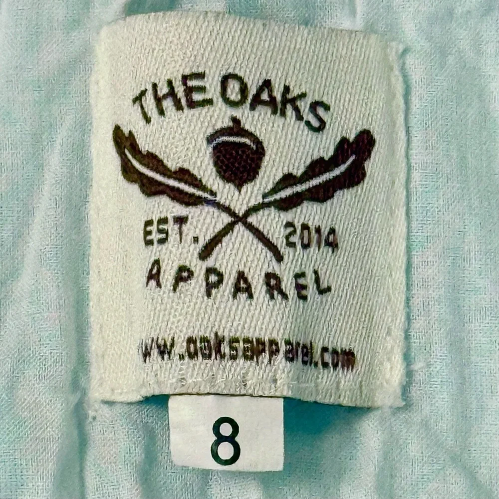 The Oaks Apparel Girls Size 8 Aqua Sleeveless Ruffle Dress with Bow in the Back - Picture 7 of 9